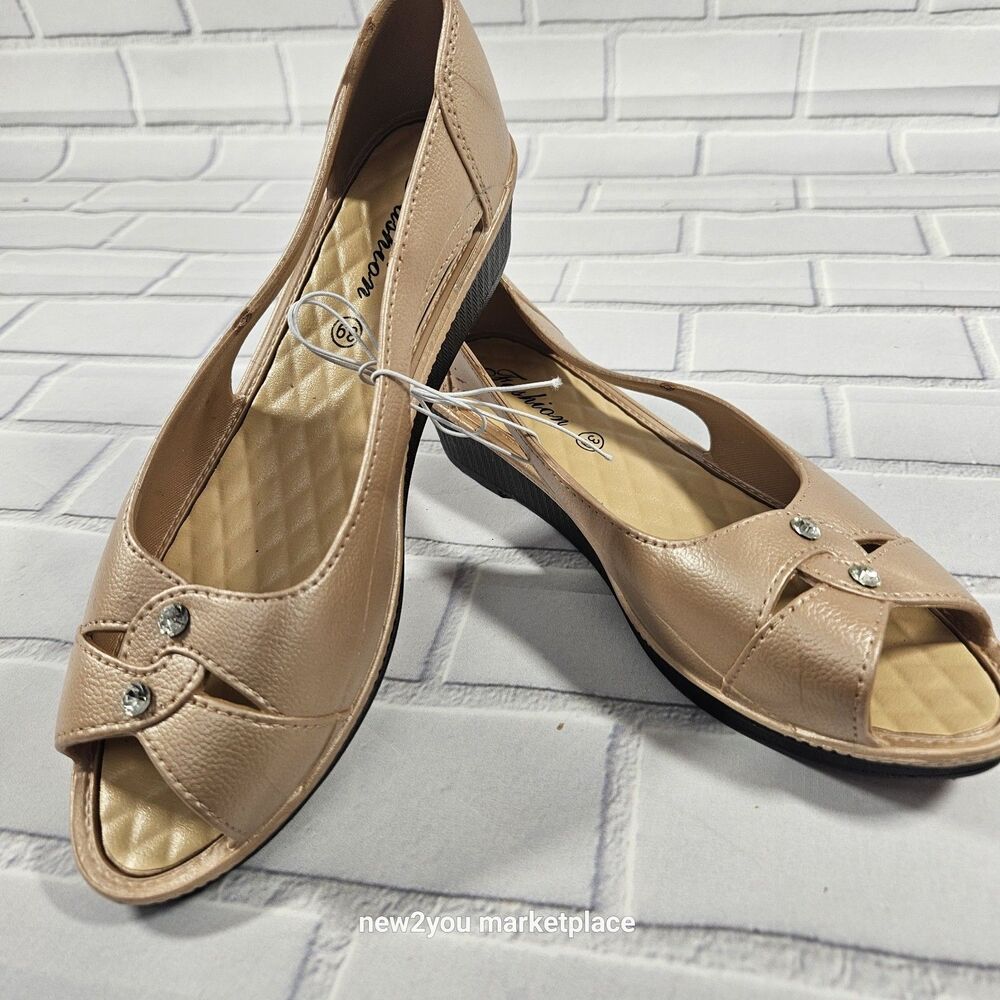 Fashion Womens Shoes Slip-in Open Toe US Size 8.5 (39)  rose Gold Color Rubber